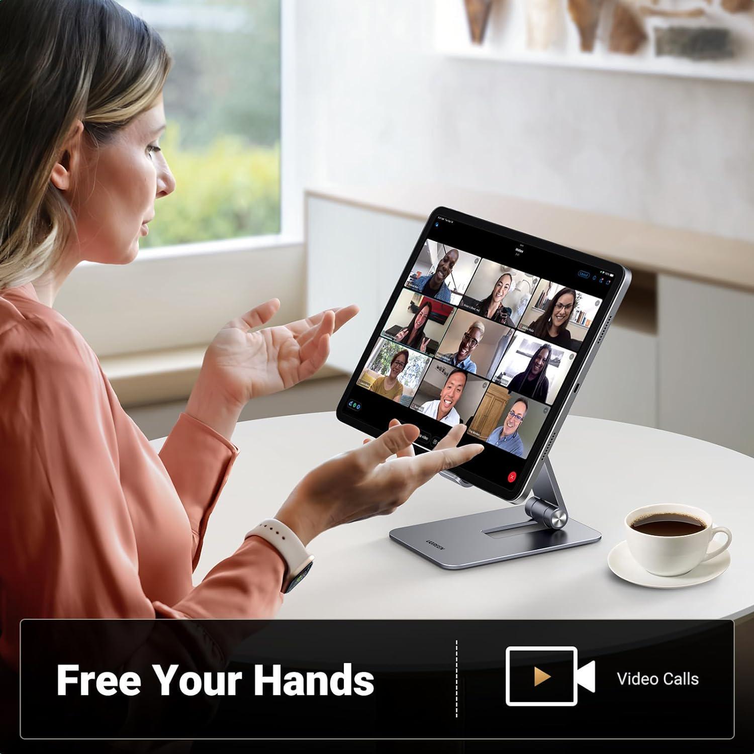 Подставка для телефона/планшета UGREEN настольная металлическая складная алюминиевая Серый (15608) - фото 9