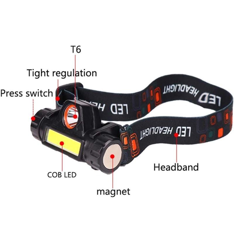 Фонарь налобный LED Headlight 1807 Черный с красным (00000066400_1) - фото 2