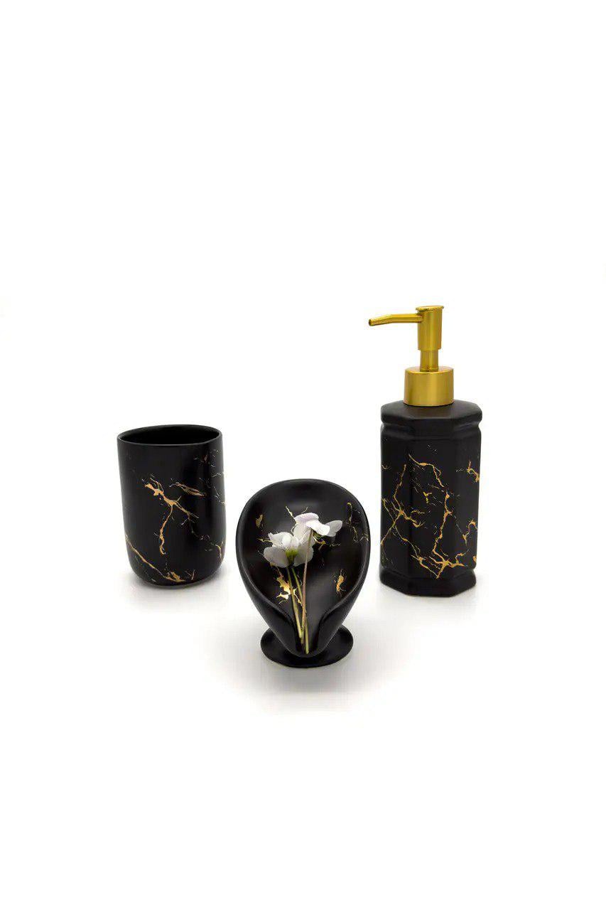 Набір керамічний для ванної кімнати дозатор мильниця стакан Чорний