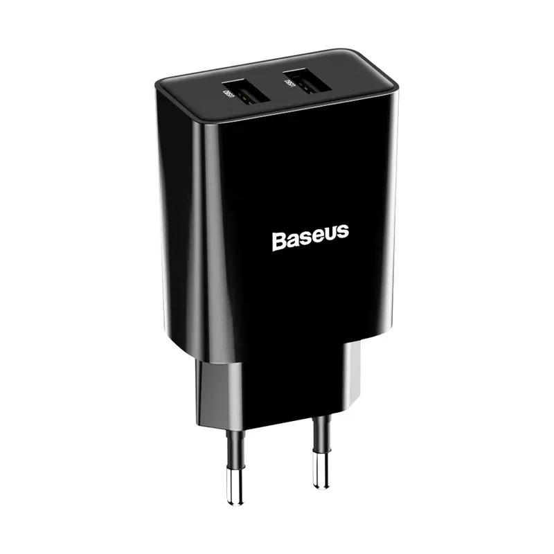 Блок для зарядки Baseus Speed Mini Dual U Charger 2USB 2A 10.5W Чорний