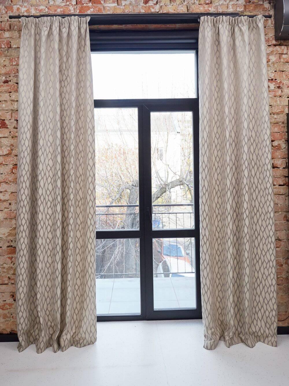 Шторы коттоновые 1,4 м 2 шт. Бежевый (000105775)