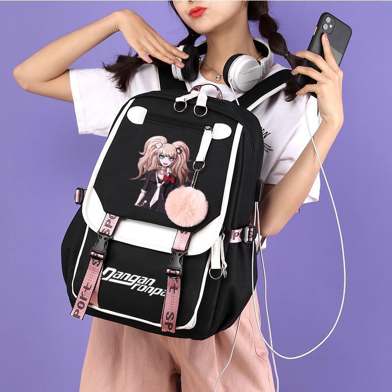 Шкільний рюкзак для дівчинки у японському стилі Sakura з USB-портом і хутряним помпоном (1336652373) - фото 2 Шкільний рюкзак для дівчинки у японському стилі Sakura з USB-портом і хутряним помпоном (1336652373) - фото 2