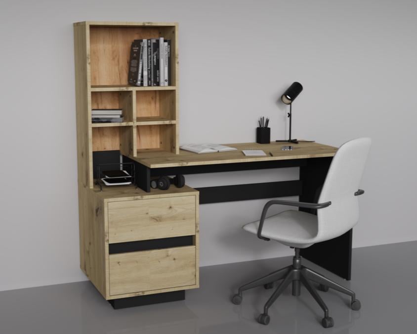 Комп'ютерний стіл Intarsio HECTOR_D/C_L 150х60 Дуб артизан/Чорний (28710841) - фото 3