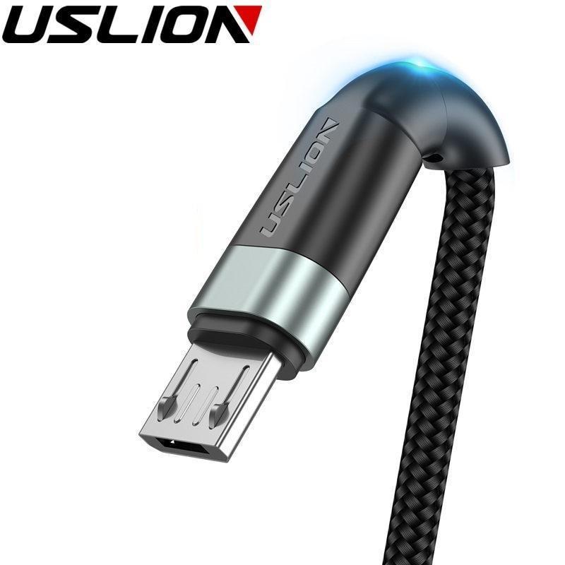 Кабель USB USLION microUSB USB 3А провід швидкої зарядки для телефону 2 м Чорний - фото 2