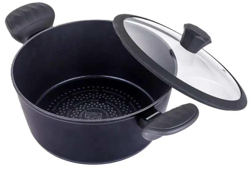 Кастрюля Edenberg EB-3483 1,5 л 18 см с крышкой, алмазное антипригарное покрытие, литой алюминий, индукционное дно, черная