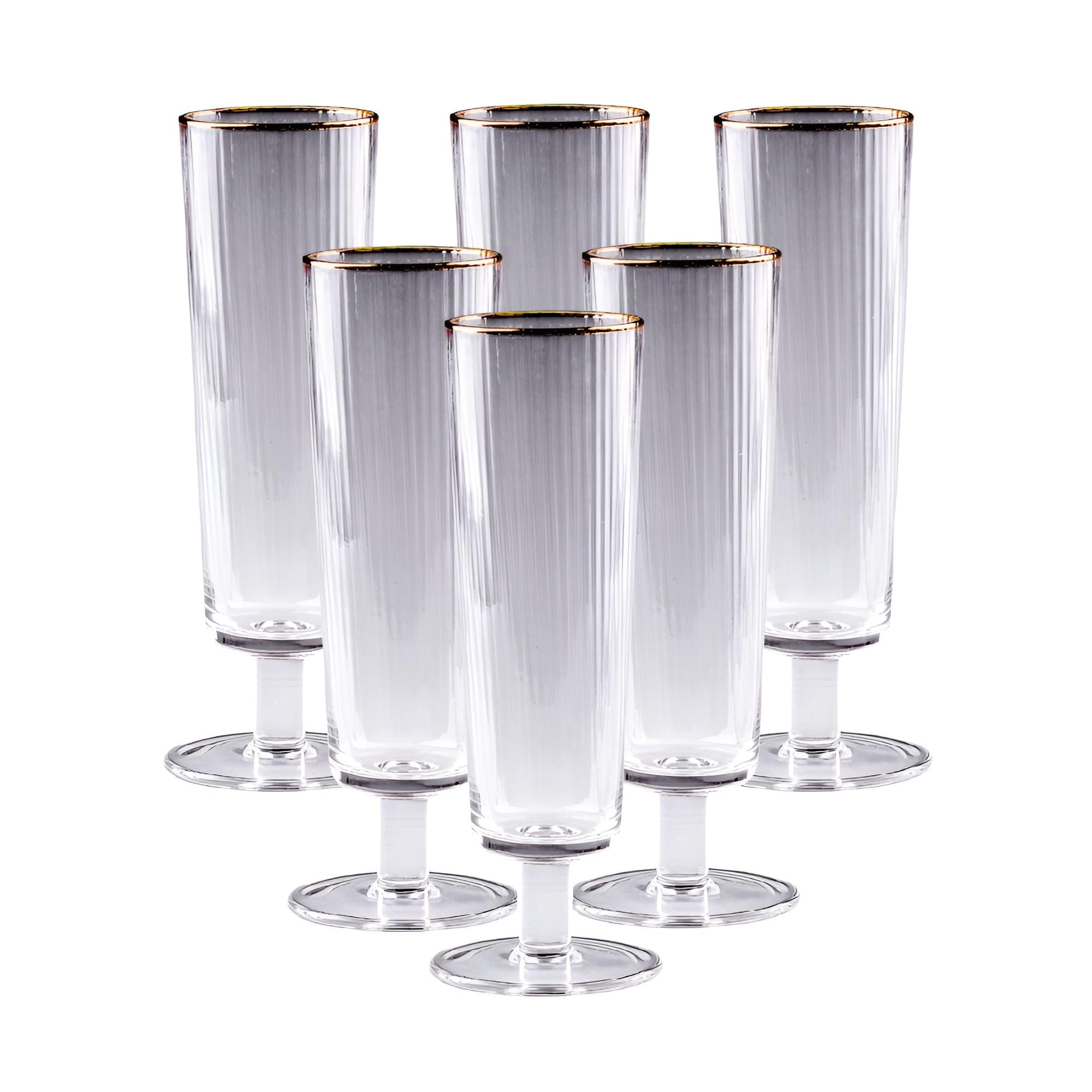 Набор бокалов для шампанского фигурных ребристых 6 шт. 300 мл (HP82)