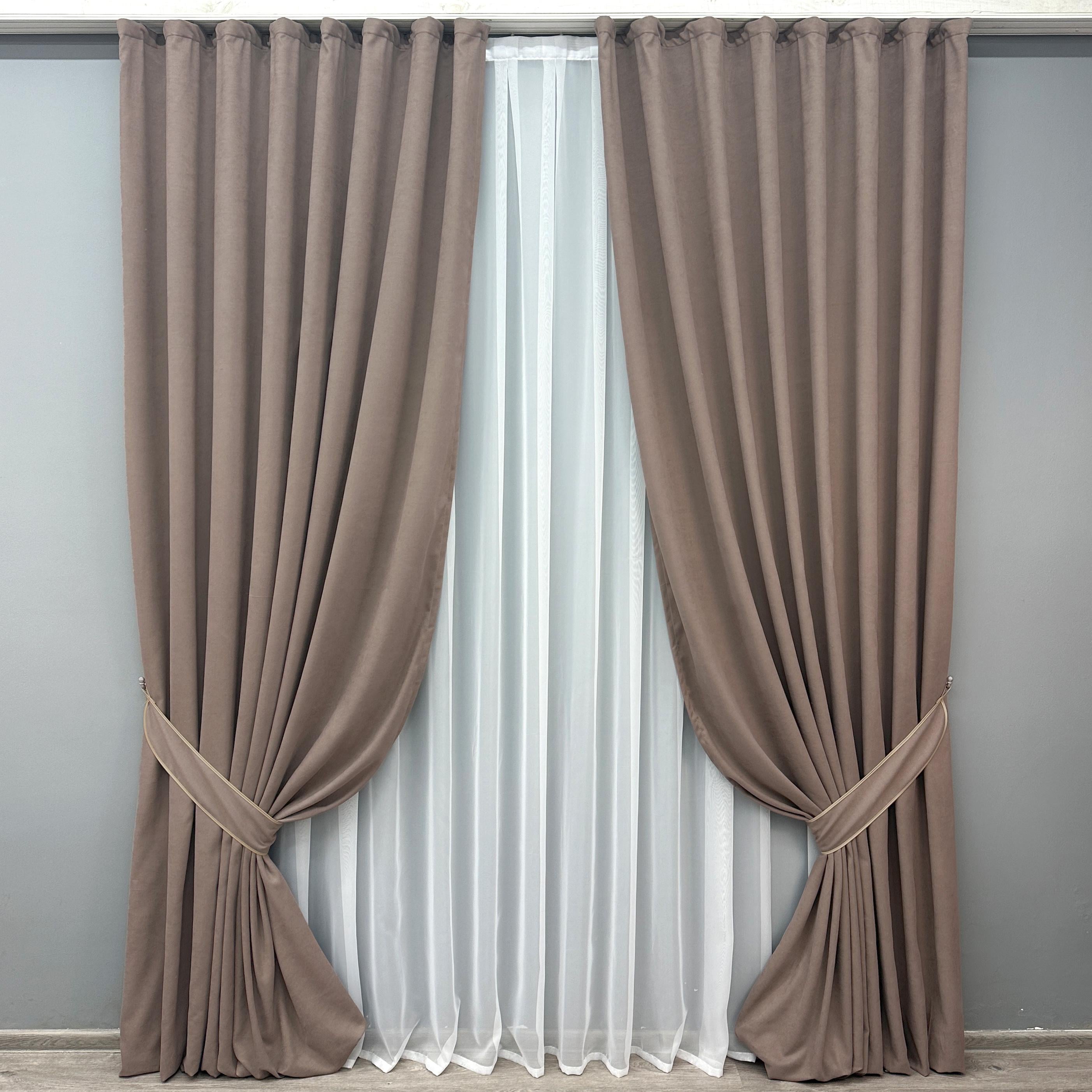 Комплект штор VR-Textil Petek №1825ш микровелюр 150х290 см 2 шт. Какао (33-0811)