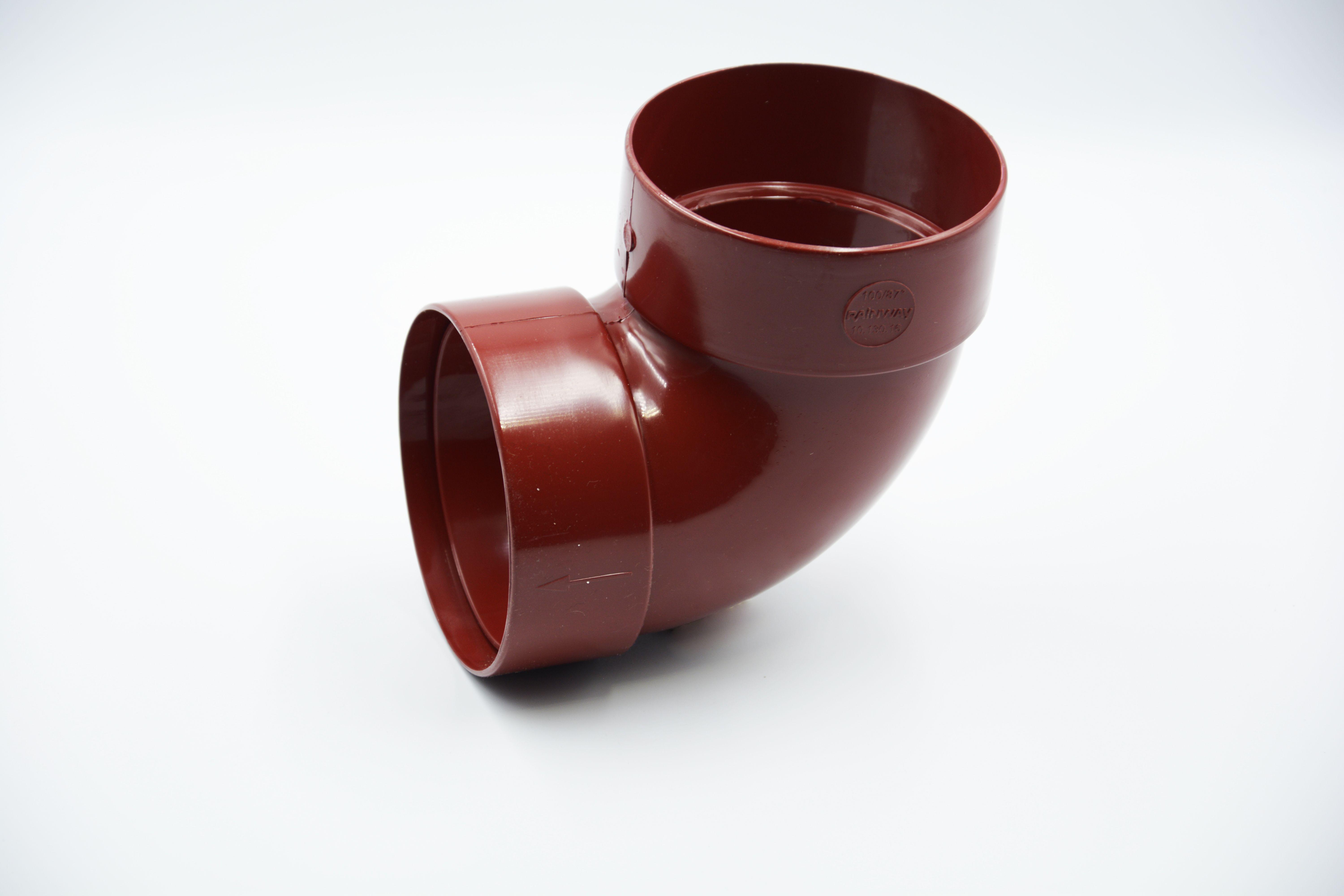 Отвод трубы двухмуфтовый RAINWAY 87° D 100 мм Красный RAL 3004 (10.130.16.004.RW) Отвод трубы двухмуфтовый RAINWAY 87° D 100 мм Красный RAL 3004 (10.130.16.004.RW)