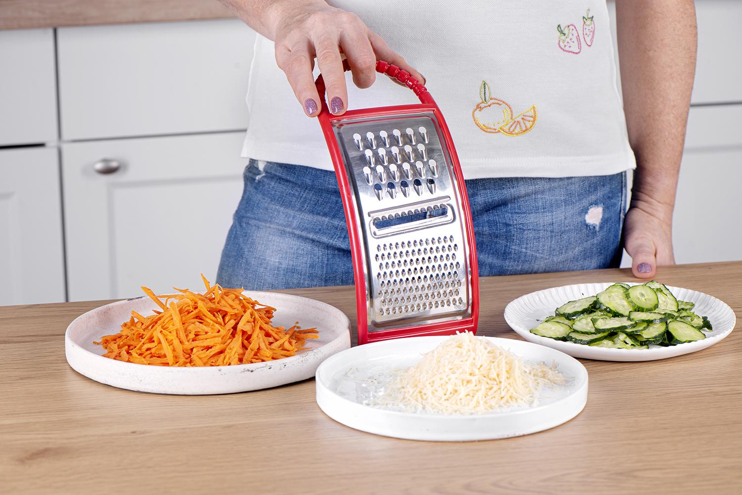 Терка с ручкой 3в1 пластик/нержавеющая сталь Красный (1847153123) - фото 3 Терка с ручкой 3в1 пластик/нержавеющая сталь Красный (1847153123) - фото 3