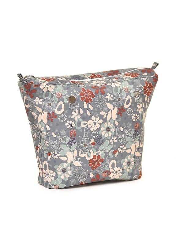 Підкладка джинсова для сумки Classic Квіти Сіро-блакитний (12140)