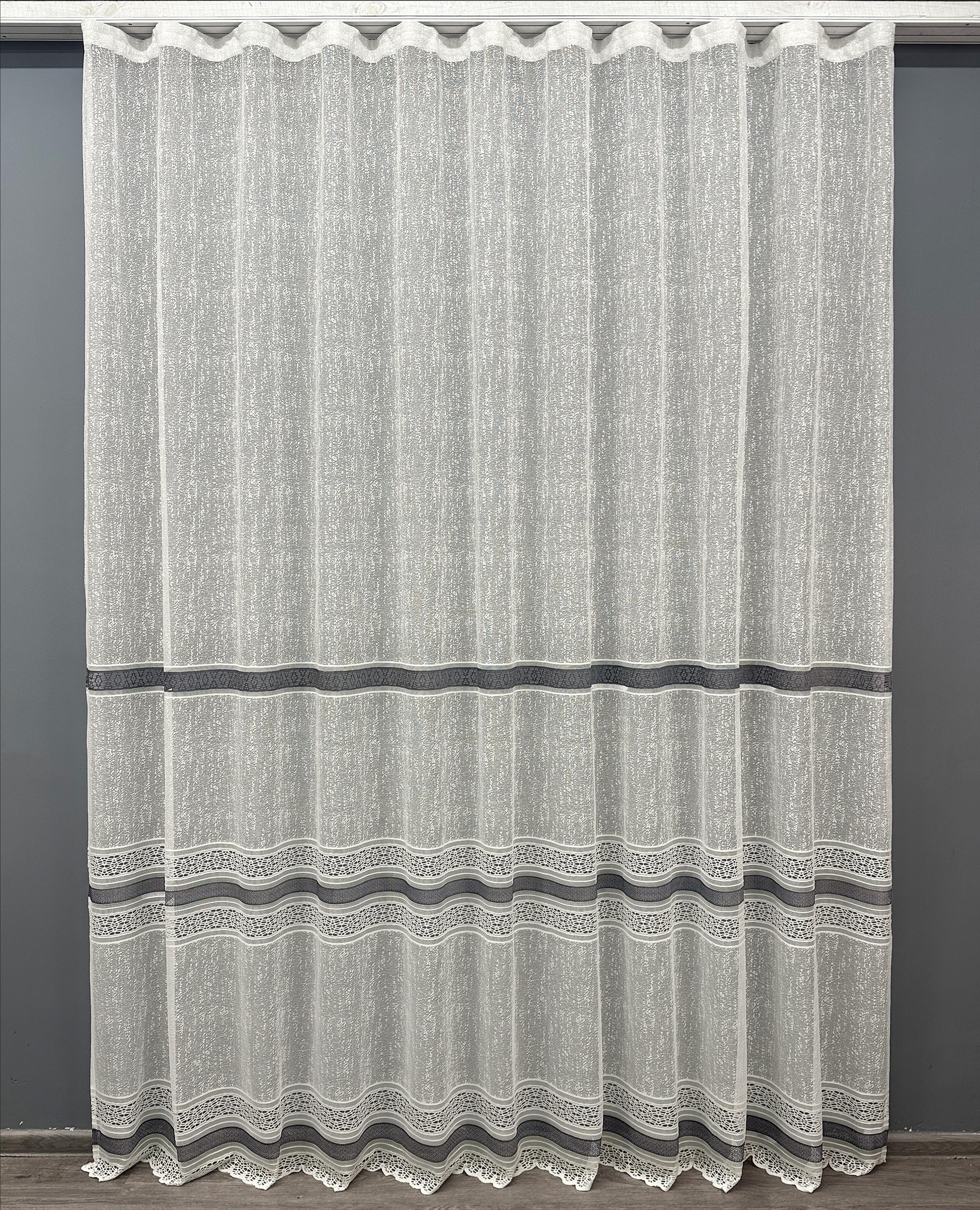 Тюль VR-Textil 1551т жаккард 300х270 см Белый/Серый (42-0471) Тюль VR-Textil 1551т жаккард 300х270 см Белый/Серый (42-0471)