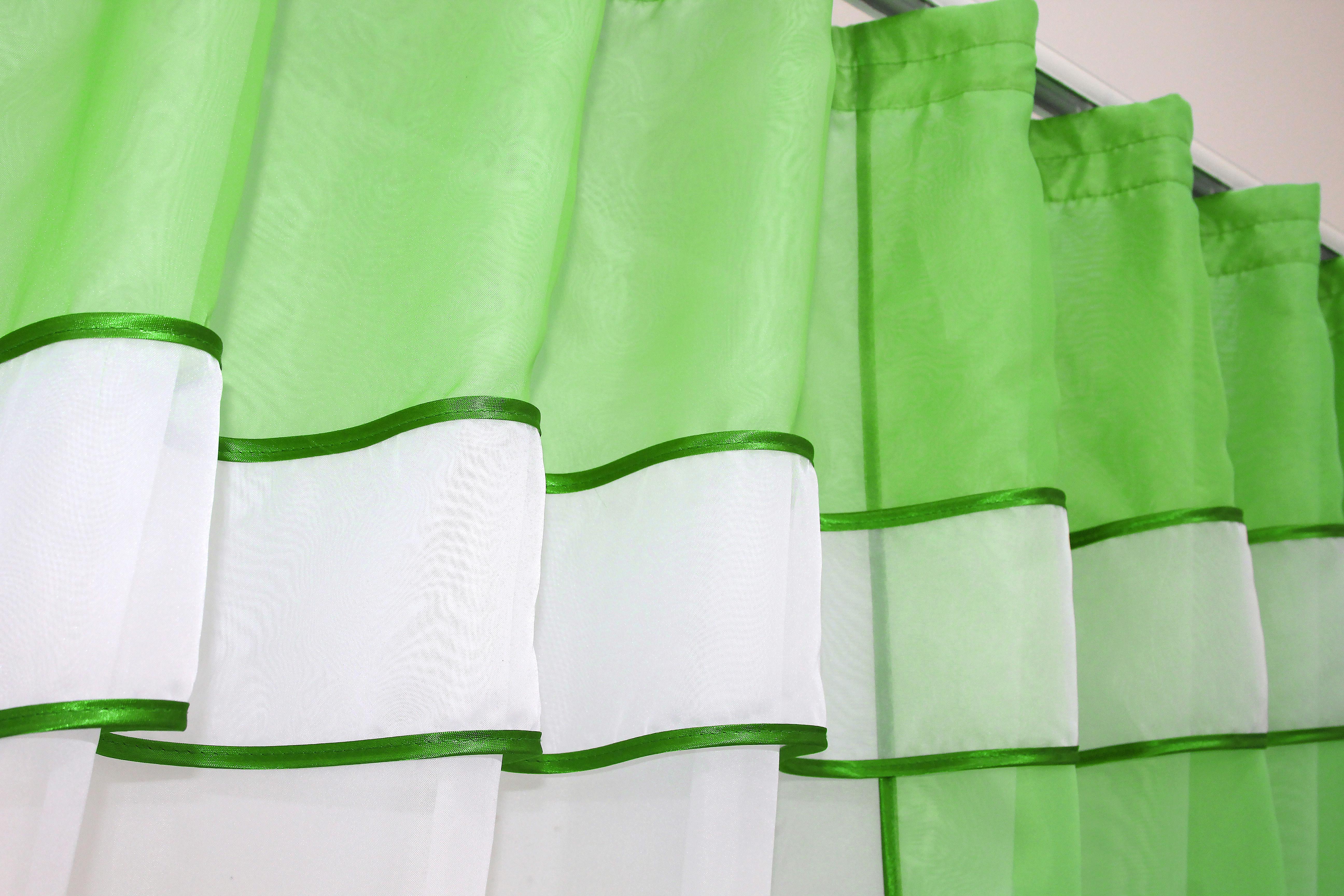 Занавеска кухонная VR-Textil № 018к с ламбрекеном 280х170 см Салатовый/Белый (50-596) - фото 5 Занавеска кухонная VR-Textil № 018к с ламбрекеном 280х170 см Салатовый/Белый (50-596) - фото 5