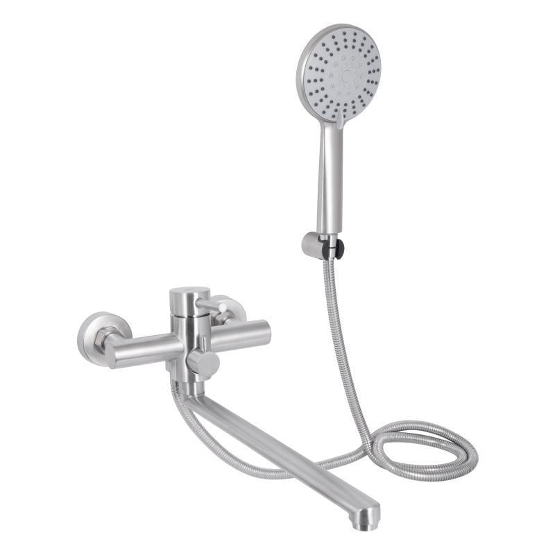 Смеситель для ванны Lidz Aria 005 с поворотным изливом с душевым гарнитуром k35 Nickel (LDARI005NKS34939)