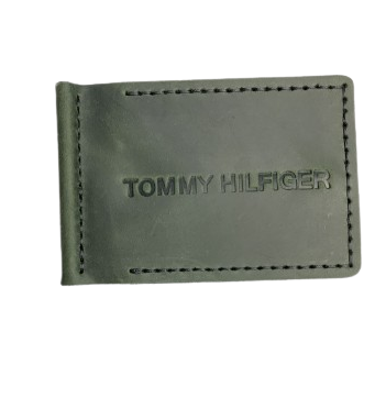 Затискач для купюр із натуральної шкіри з відділеннями по кредитні картки Зелений (HM84)