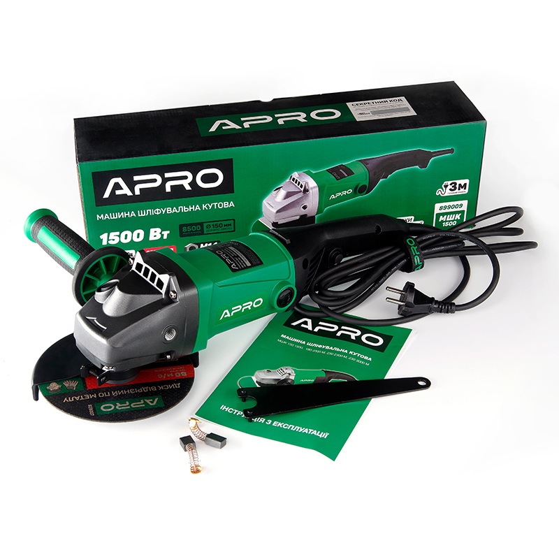 Машина шліфувальна кутова APRO 150/1500 болгарка (899009)