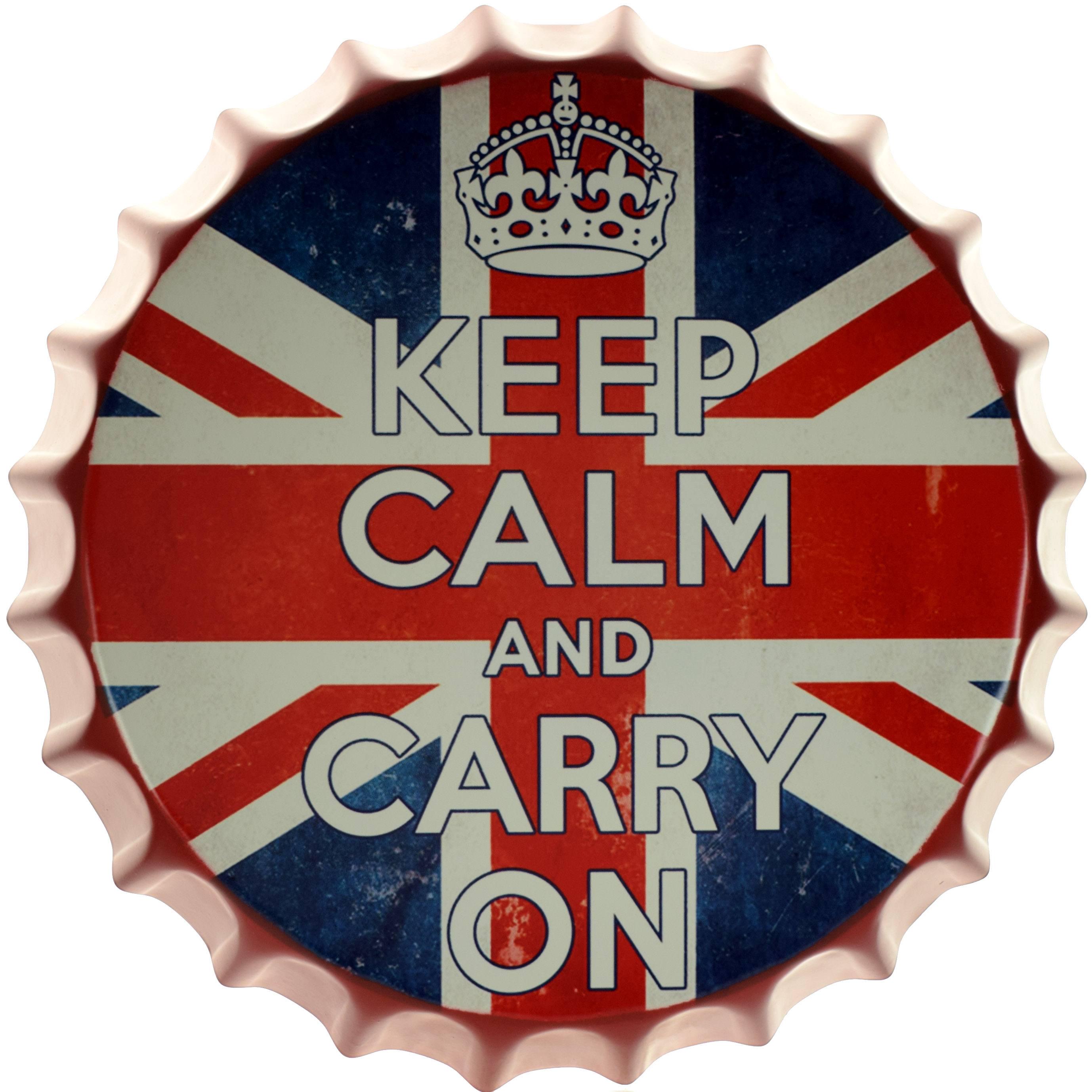 Табличка металлическая Сохраняй Спокойствие И Продолжай/Keep Calm And Carry On Union Jack крышка 35 см
