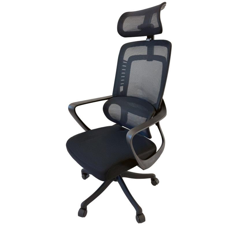 Крісло офісне комп'ютерне ERGO T2502 ергономічне із підголівником сітка Чорний