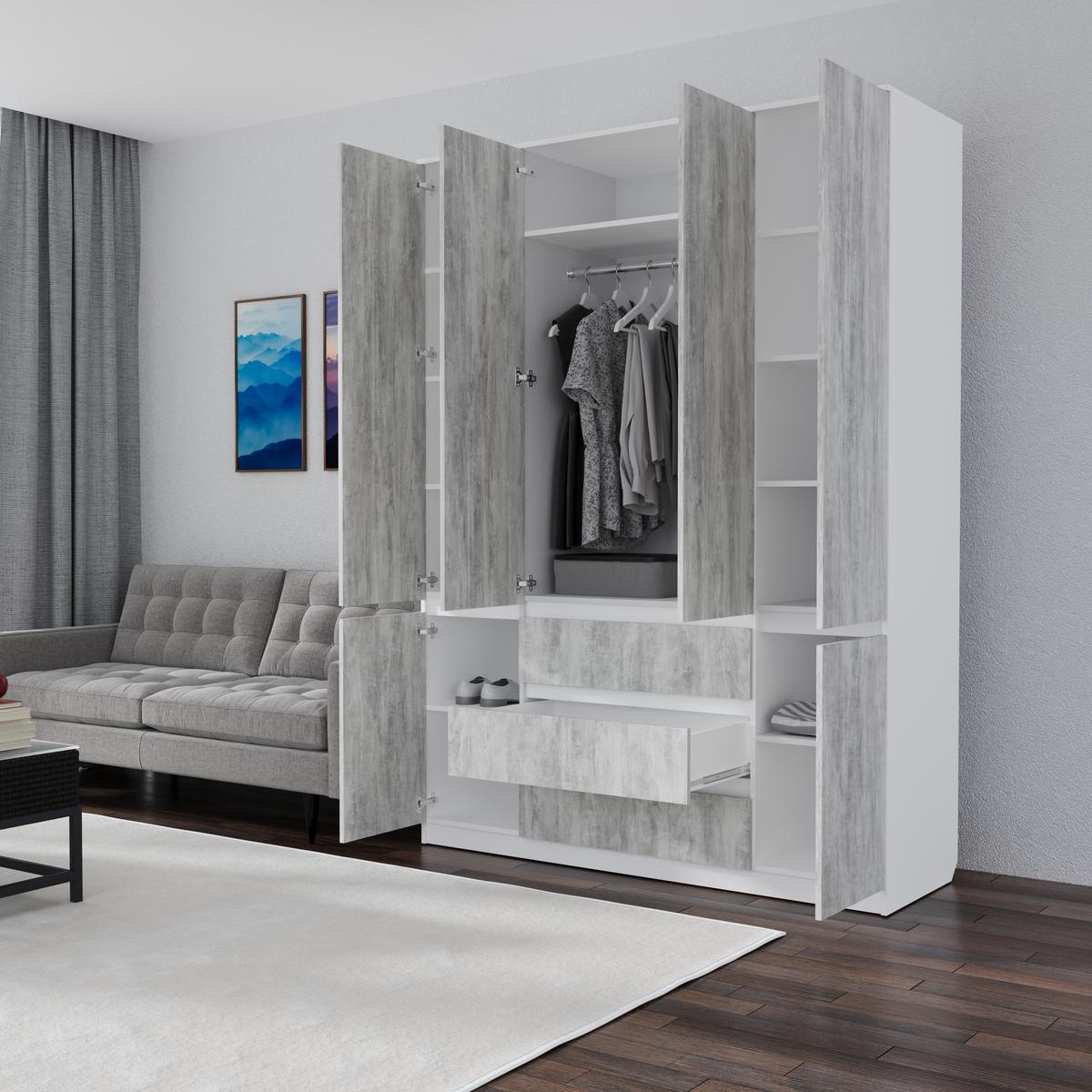 Шкаф Смузи Мікс Меблі 1860х1400х380 мм Урбан лайт - фото 2 Шкаф Смузи Мікс Меблі 1860х1400х380 мм Урбан лайт - фото 2