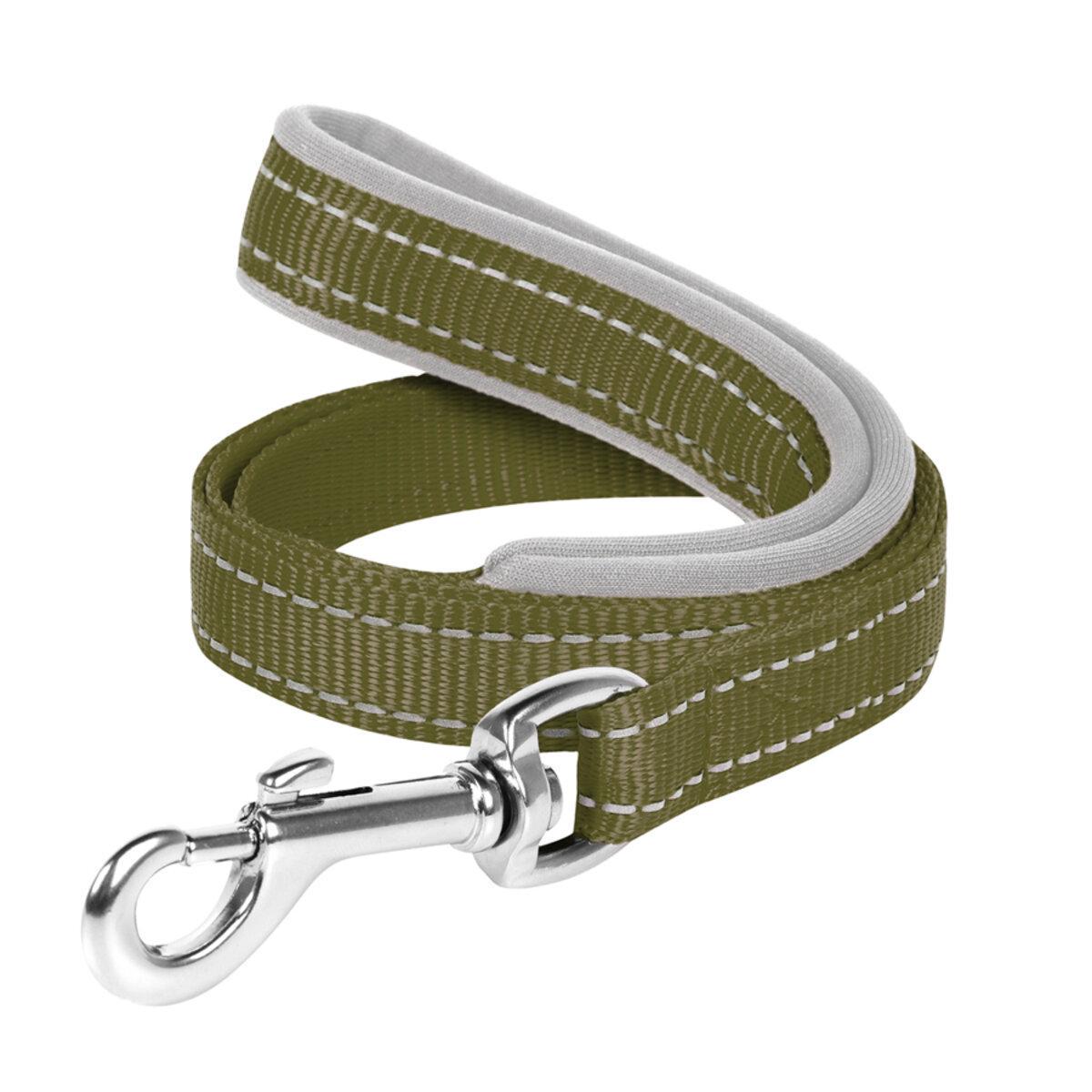 Поводок Dog Extreme из нейлона и прорезиненной ручкой 14 мм х 122 см Хаки (435631 Col)