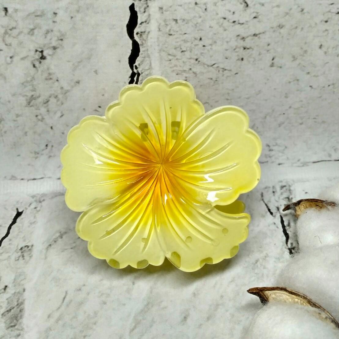 Крабик для волос Цветок глянец заколка зажим 8 см Желтый (27518-3)