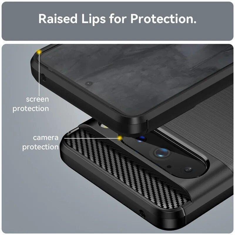 Чехол силиконовый carbon для Google Pixel 8 Pro (Темно-синий) - фото 7