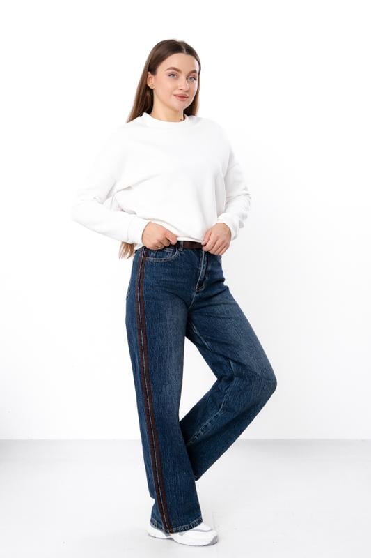 Джинси палаццо жіночі широкі з лампасами демісезон Носи Своє р. 29 Синій (17191)