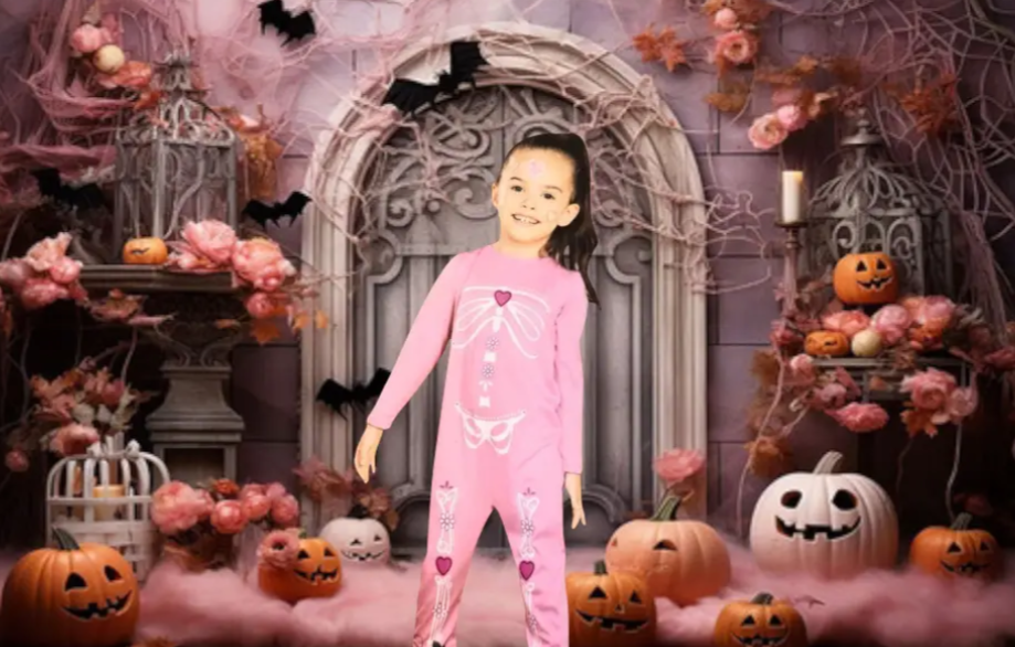 Костюм для Хэллоуина для девочки Скелет 1-2 года Розовый (346216) - фото 2