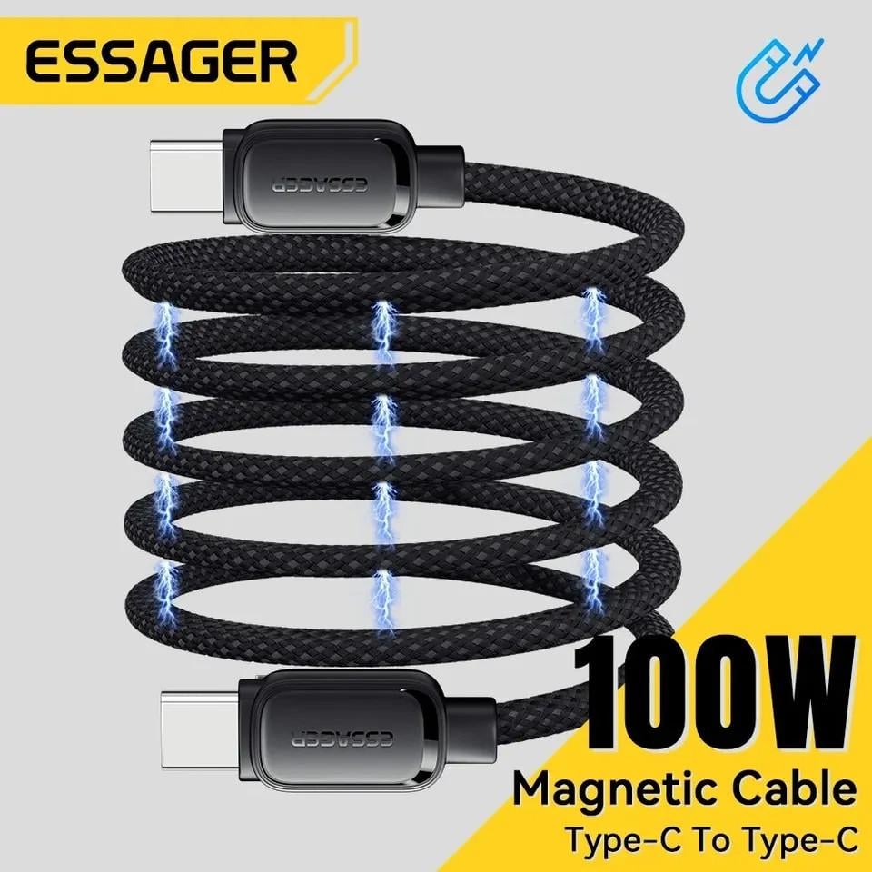 Кабель магнитный Essager Type-C PD 100W 1 м Black (25397330) - фото 11