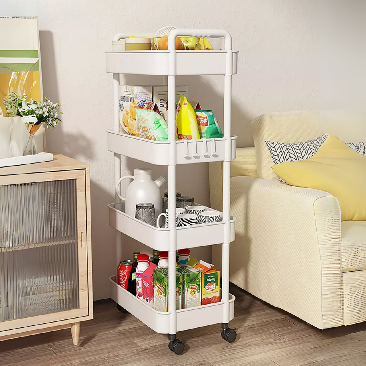 Етажерка на коліщатках універсальна 360° 4 яруси 21,5х32,5х97 см Білий (5313121155) - фото 9 Етажерка на коліщатках універсальна 360° 4 яруси 21,5х32,5х97 см Білий (5313121155) - фото 9