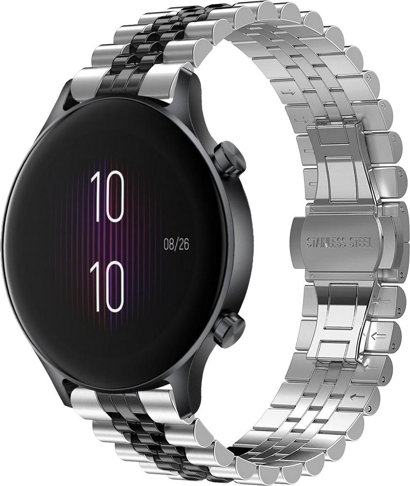 Браслет металлический Stech Line для Haylou LS04 (RS3) Silver Black (29157-69)