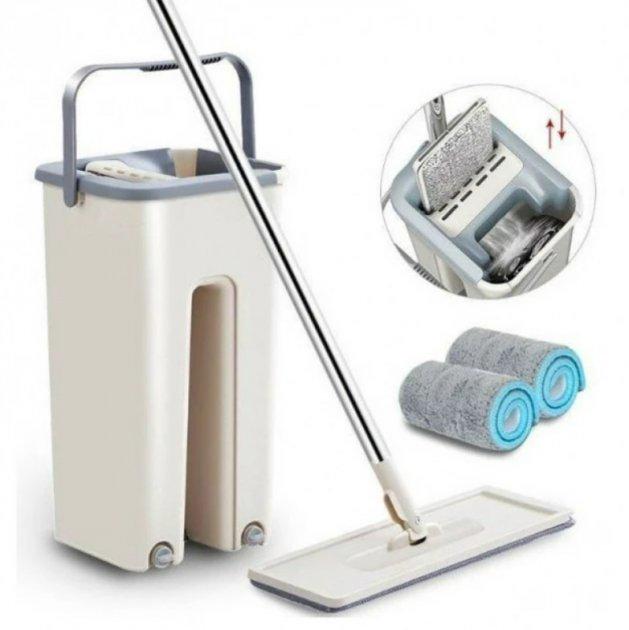 Швабра-ледар Hand Free Cleaning Mop з автоматичним віджимом 5 л 2в1 Бежевий (SK877782) - фото 2