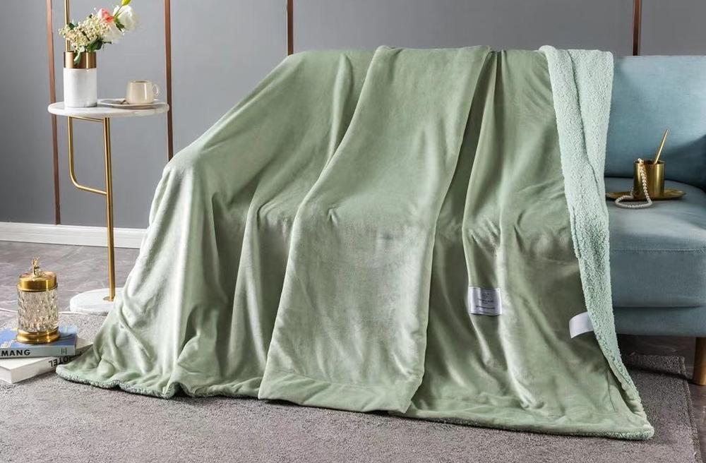 Плед Cotton home Colorful home Колосок 200х230 см двухсторонний с овчиной микрофибра 1204-5 Оливковый (DR014140)