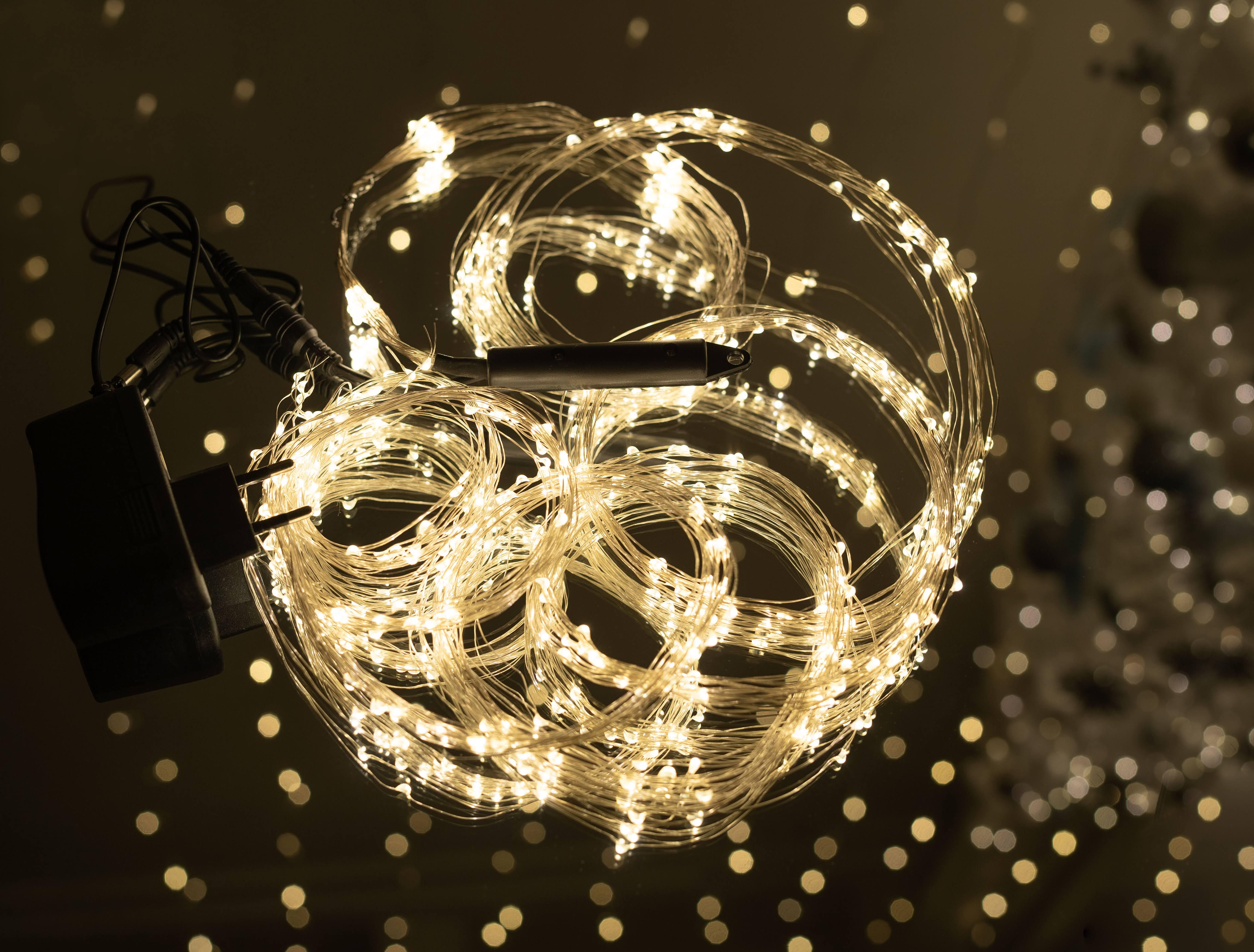 Светодиодная гирлянда штора Decorlamp 3x3 м 300 LED з USB/пультом/блоком Тёплый белый (4859576)