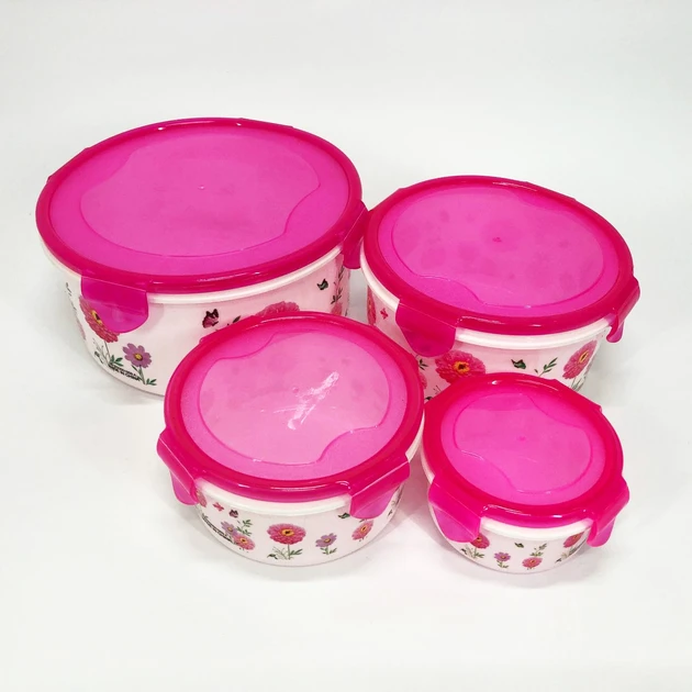 Набор пищевых контейнеров Unique квадратных 4 шт. Розовый (MX-11370) - фото 3 Набор пищевых контейнеров Unique квадратных 4 шт. Розовый (MX-11370) - фото 3