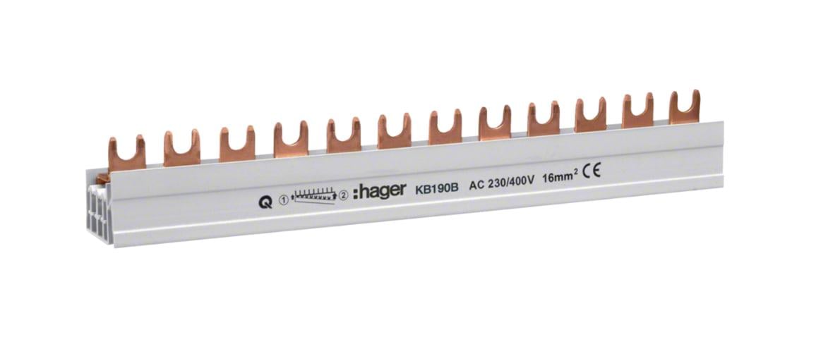 Шина Hager KB190B гребенчатая 1P 20 кв. мм 57M (000144886)