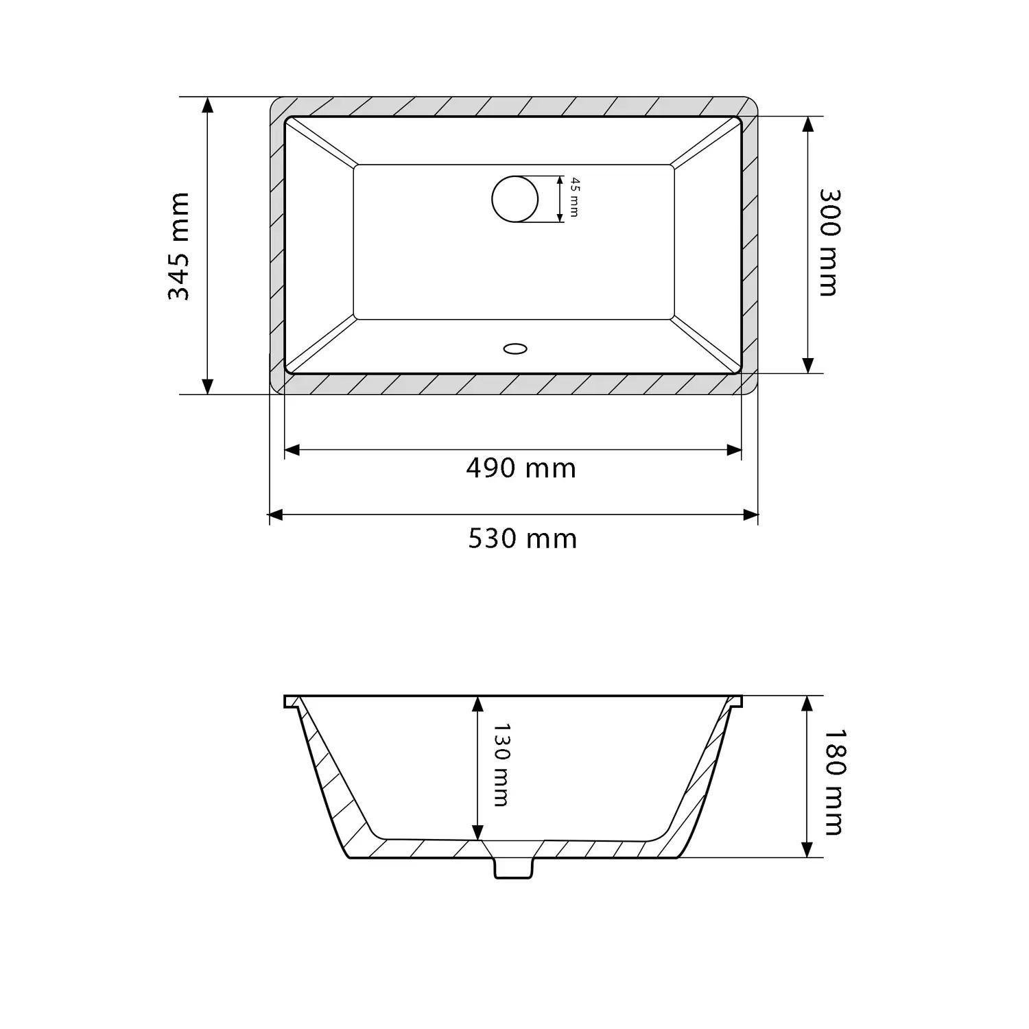 Раковина врезная VBI Sorrento прямоугольная 345x530 мм Белый (RM-VBI-018037) - фото 5 Раковина врезная VBI Sorrento прямоугольная 345x530 мм Белый (RM-VBI-018037) - фото 5