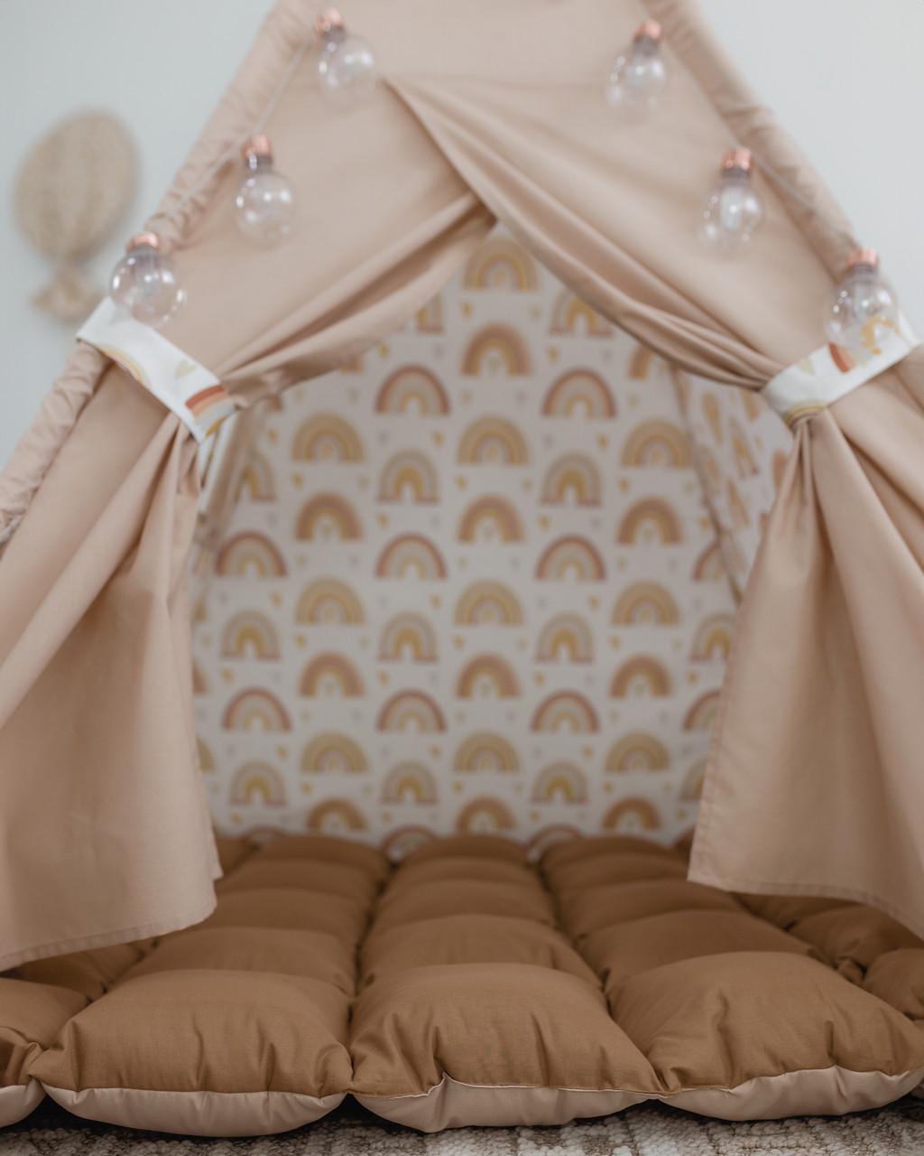Вігвам дитячий для дітей Rainbow з килимком бон бон та подушки іграшки - фото 5 Вігвам дитячий для дітей Rainbow з килимком бон бон та подушки іграшки - фото 5