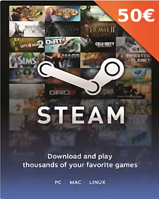 Подарочная карта Steam на 50 евро только для Euro