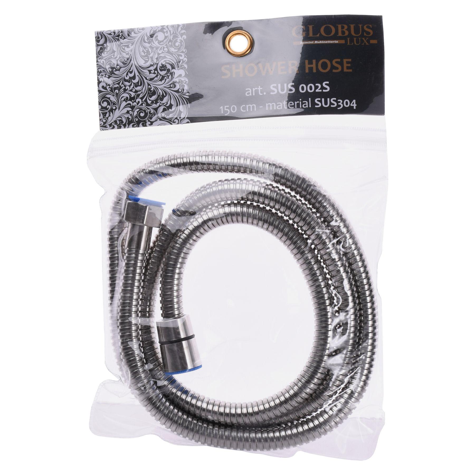 Шланг для душа в металлической оплетке Globus Lux SUS-002S-150 000016103 1500 мм Хром (110310)