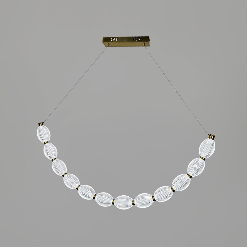 Люстра дугова Led з 12 прозорими рельєфними кульками 100 см Латунь (MJ344-1000L AB/CL)