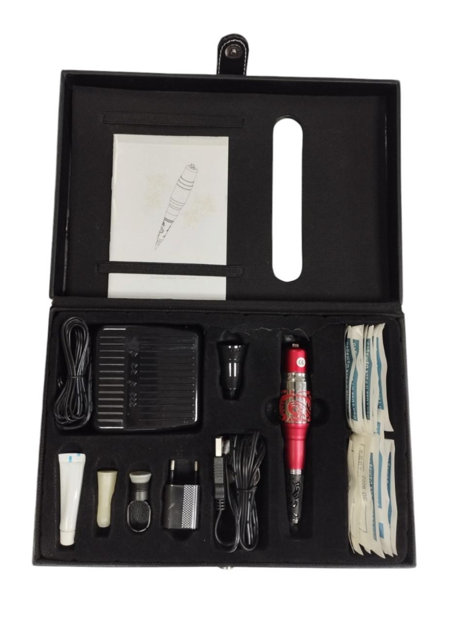 Набор для татуажа Red Dragon kit машинка в прямоугольной коробке Красный с серебристым.