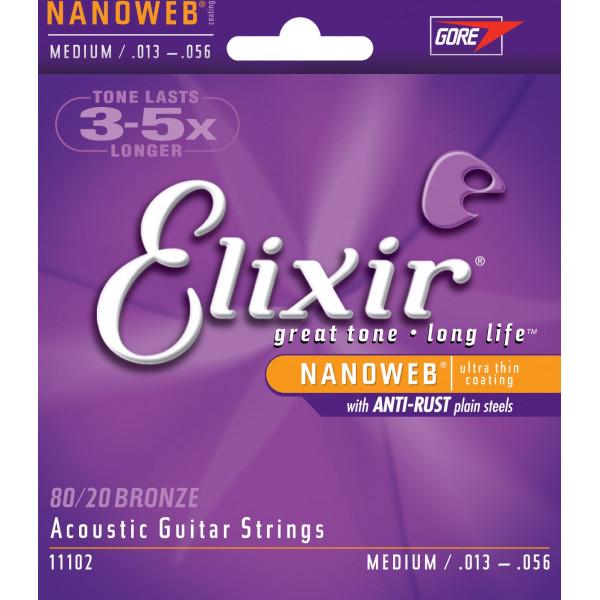 Комплект струн Elixir Acoustic 80/20 Bronze NanoWeb Medium (AC NW M)