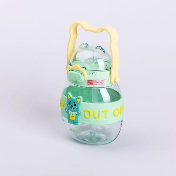 Пляшка для води дитяча з трубочкою з ручкою та ремінцем 580 мл Зелений (6752) - фото 4 Пляшка для води дитяча з трубочкою з ручкою та ремінцем 580 мл Зелений (6752) - фото 4