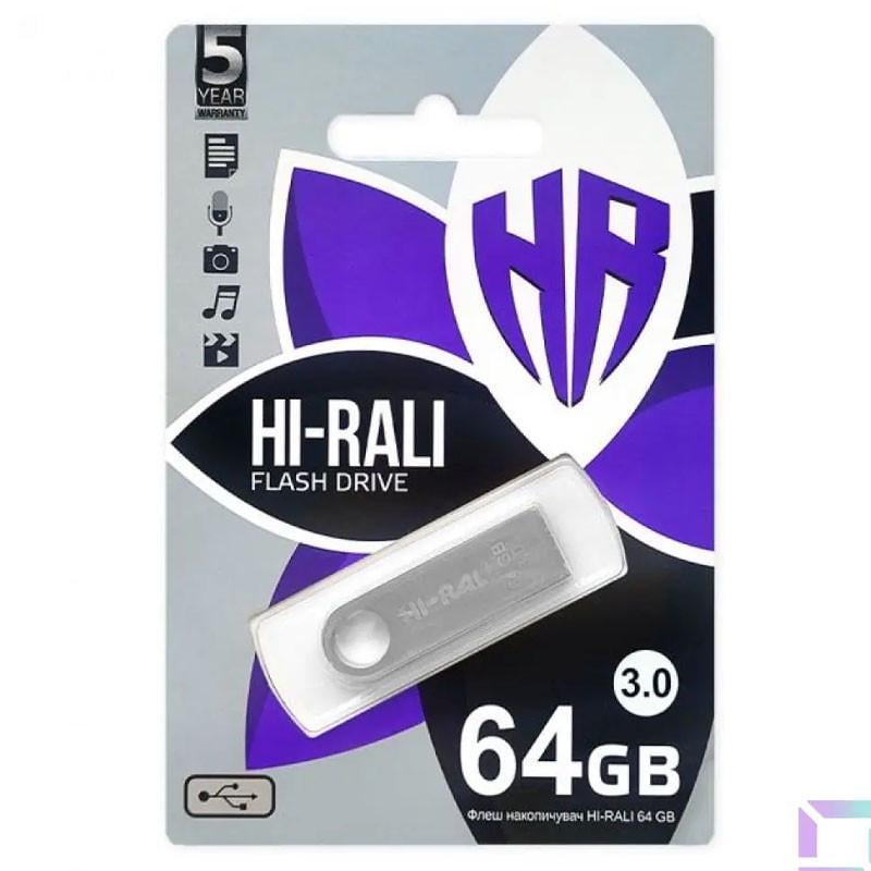 Флеш-накопитель USB 3.0 Hi-Rali Shuttle 64 GB Серебряный (00000069311_1) - фото 2