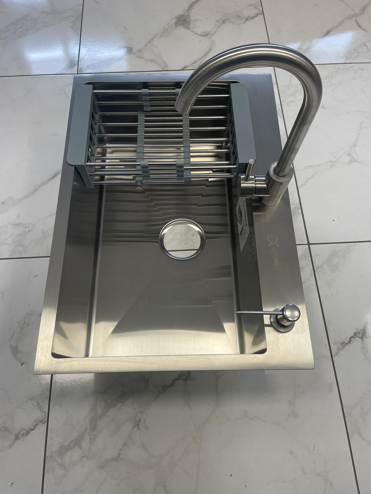 Мойка кухонная Luminex 6045 4в1 со смесителем для кухни 3,0/1,0 мм - фото 2 Мойка кухонная Luminex 6045 4в1 со смесителем для кухни 3,0/1,0 мм - фото 2