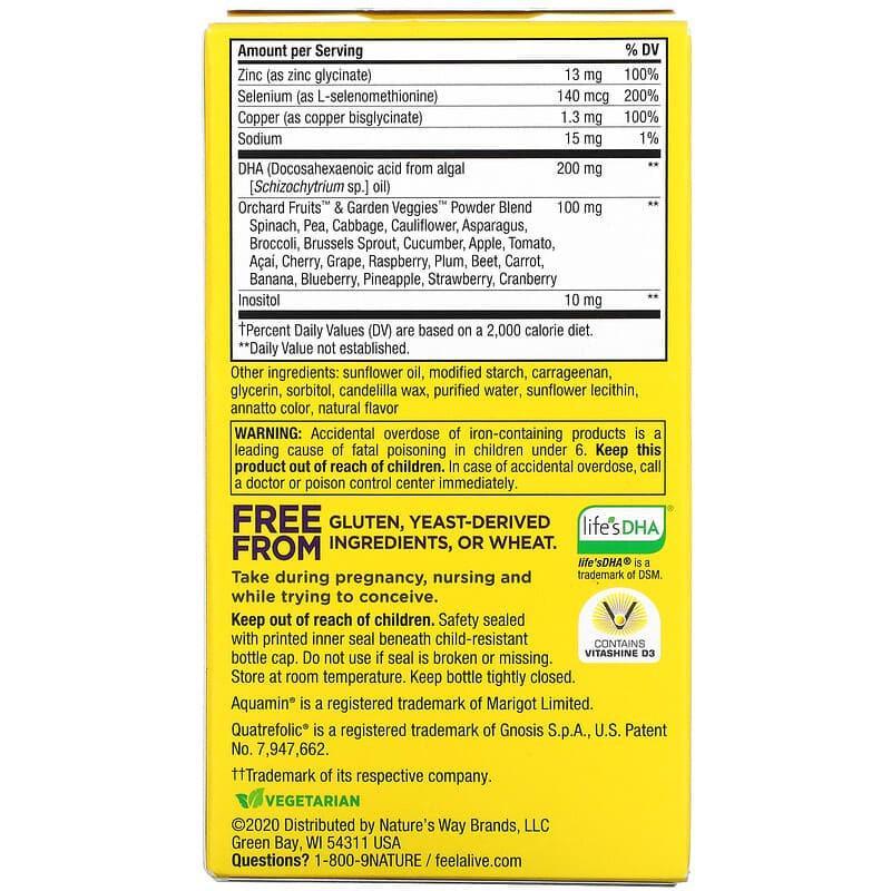 Мультивитамины для беременных и Омега-3 ДГК Nature's Way Alive Prenatal Multivitamin 60 капс. (2190902358) - фото 4