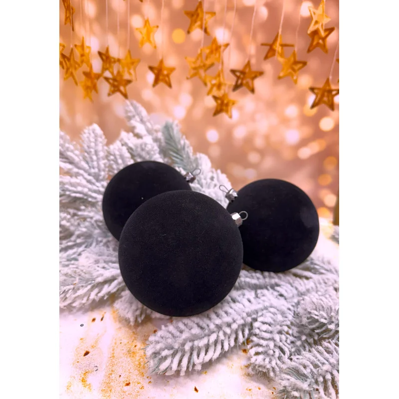 Набор елочных шаров Бархат 100 мм 6 шт. Черный (2777326851)