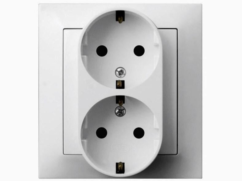 Розетка двойная Ospel Sonata Белый (29176564)