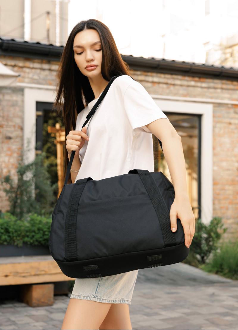 Спортивная сумка женская Sambag Vogue LQH тканевая 45х26х20 см Черный (90221065)