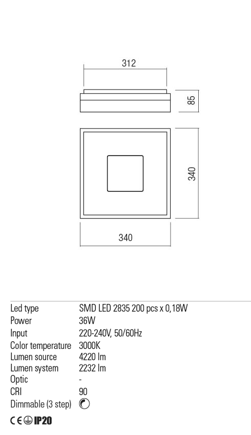 Светильник потолочный Redo Maya Pl LED Sq 36 W 3000K Gd 5.1.2 (01-1996) - фото 3 Светильник потолочный Redo Maya Pl LED Sq 36 W 3000K Gd 5.1.2 (01-1996) - фото 3